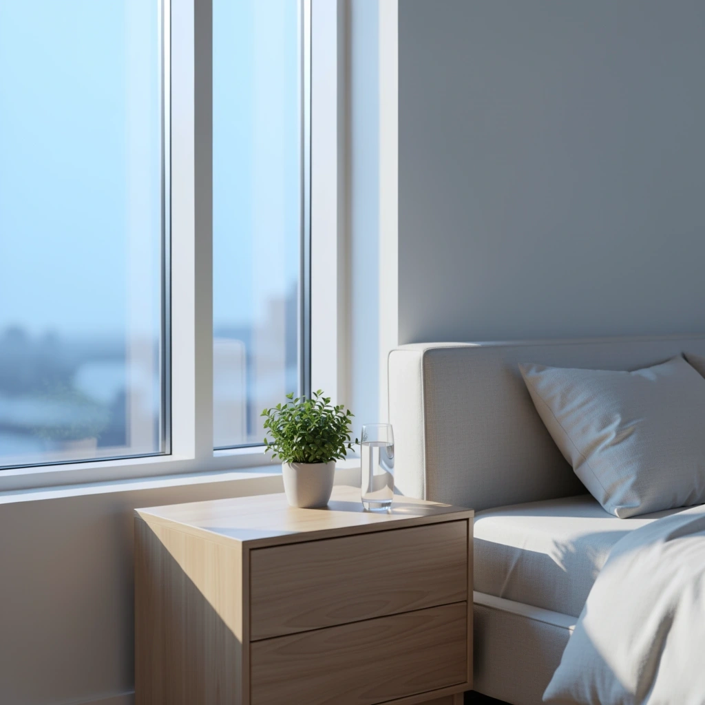 Morning light in a minimalist room representing circadian health